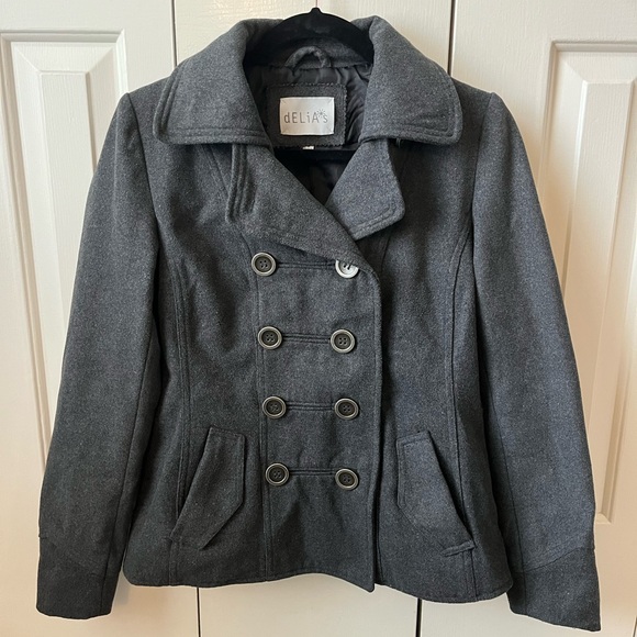 dELiA*s Girl’s Small Grey Peacoat - Picture 1 of 15
